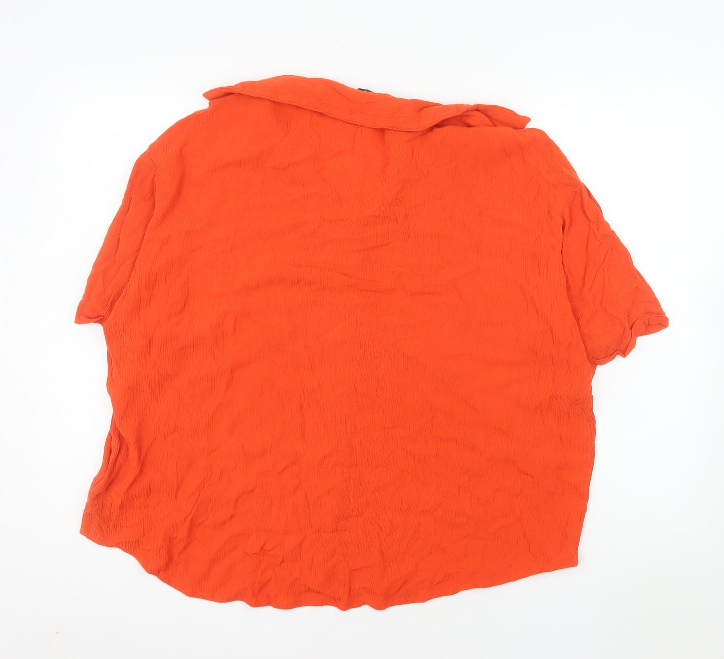 Yours Womens Orange Button-Up Short Sleeve Relaxed Shirt Size 18