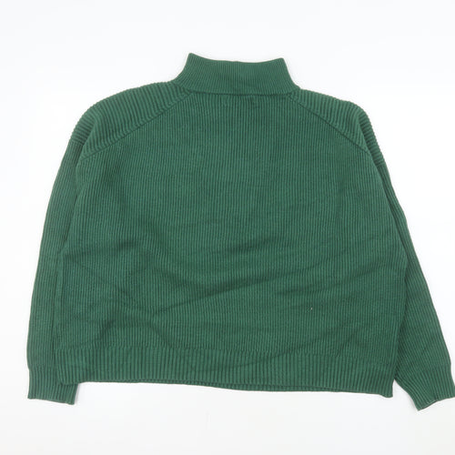 MNG Women's Green 1/2 Zip Ribbed Pullover Sweater Size M