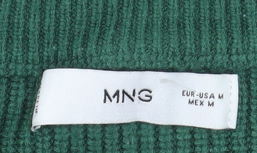 MNG Women's Green 1/2 Zip Ribbed Pullover Sweater Size M