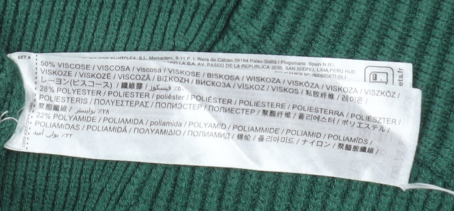 MNG Women's Green 1/2 Zip Ribbed Pullover Sweater Size M