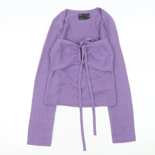 ASOS DESIGN Women's Purple Knitted Cropped Tie Front Top Size 10