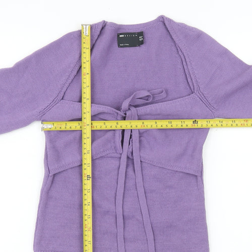 ASOS DESIGN Women's Purple Knitted Cropped Tie Front Top Size 10