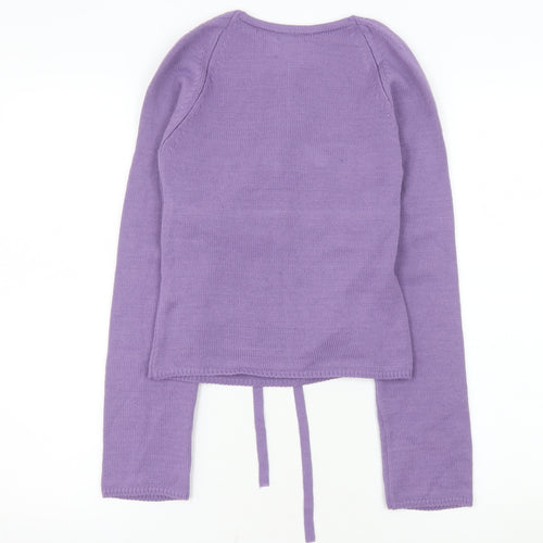 ASOS DESIGN Women's Purple Knitted Cropped Tie Front Top Size 10