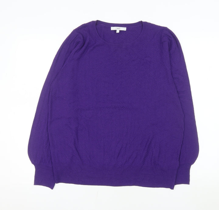 Next Women Purple Crew Neck Long Sleeve Pullover Jumper Size L