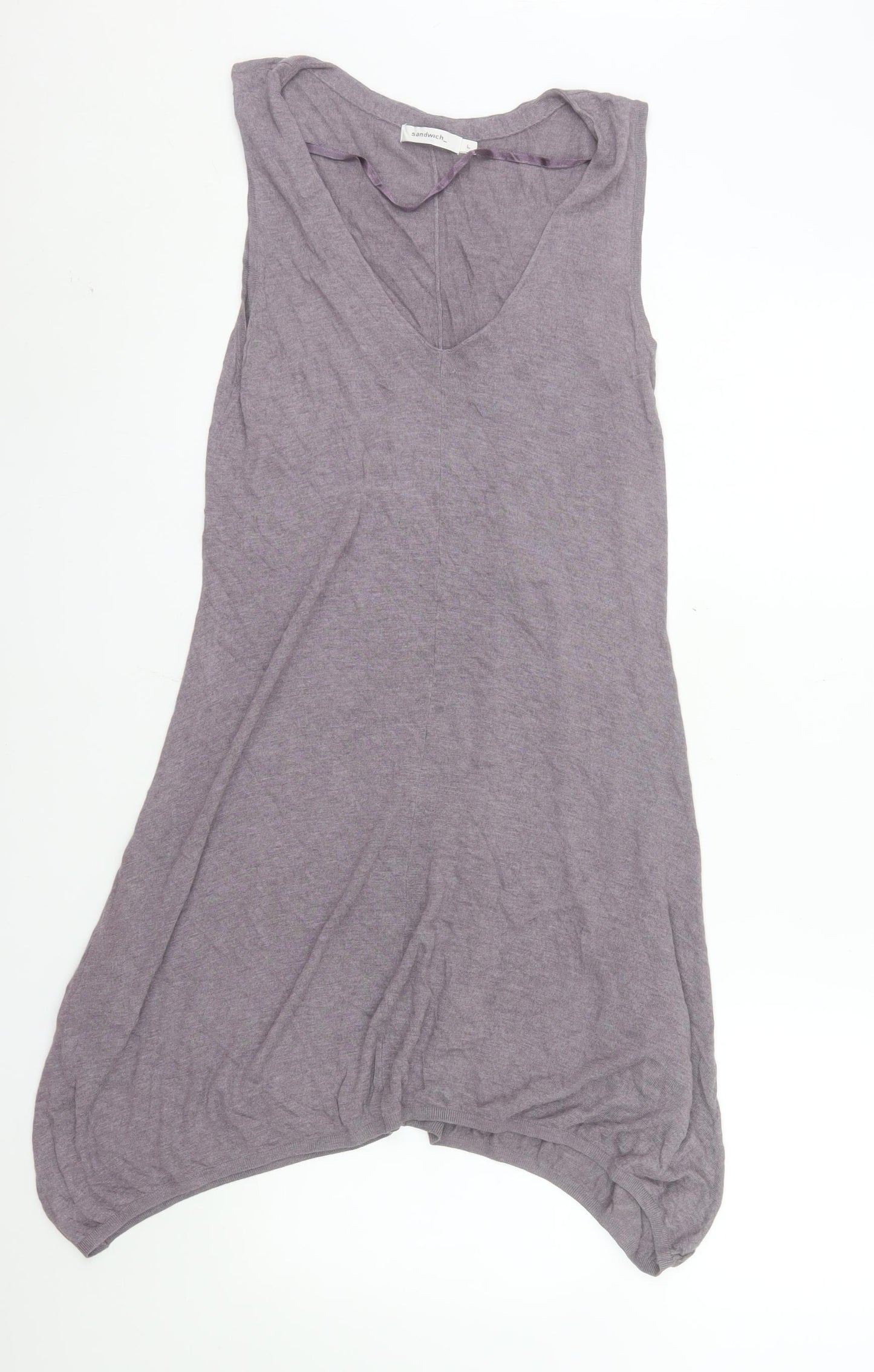 Sandwich Women Purple L Asymmetric Sleeveless Jersey Dress
