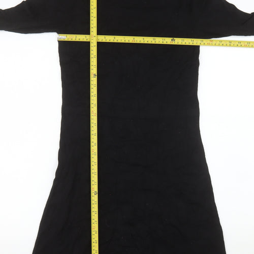 Warehouse Women Black Beaded High Neck Shift Dress Size 10