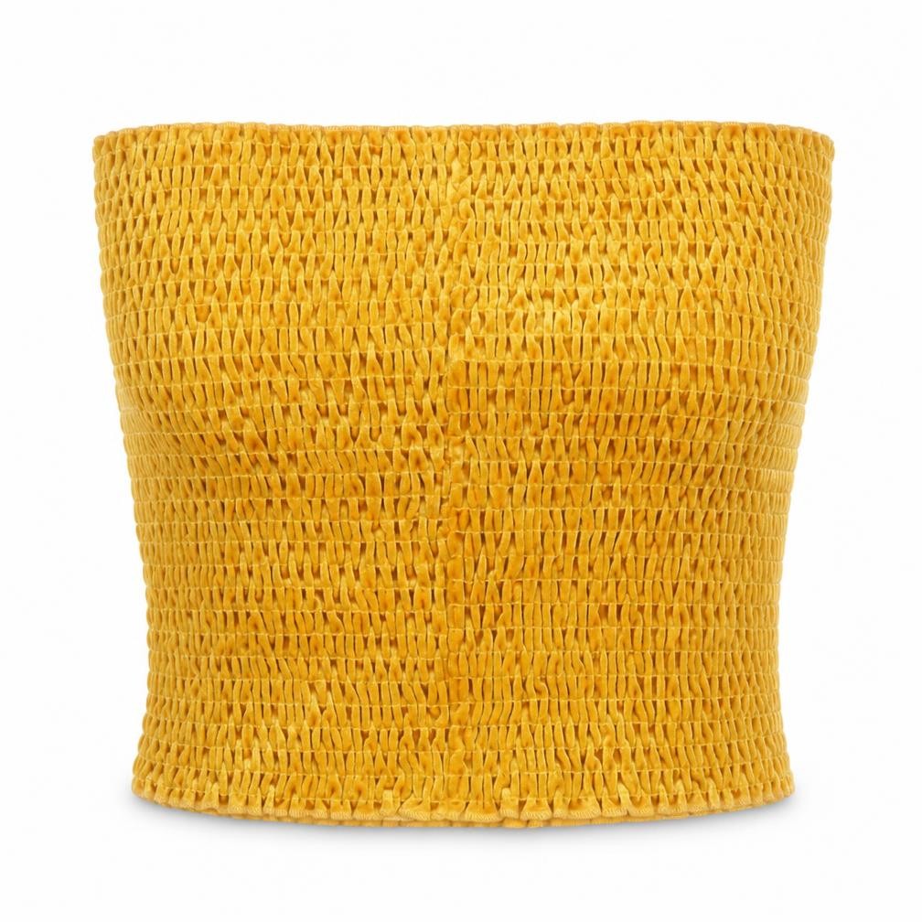 Urban Outfitters Women Yellow Cropped Strapless Velvet Tank Top M
