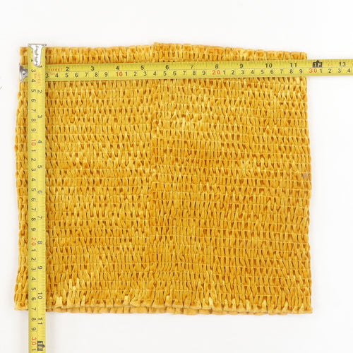 Urban Outfitters Women Yellow Cropped Strapless Velvet Tank Top M