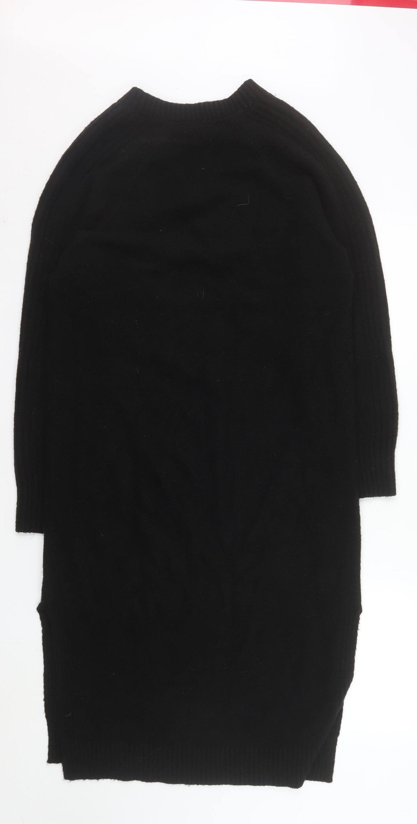 Primark Women Black XS V-Neck Long Sleeve Jumper Dress