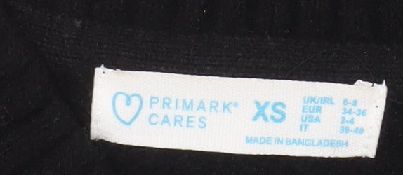 Primark Women Black XS V-Neck Long Sleeve Jumper Dress