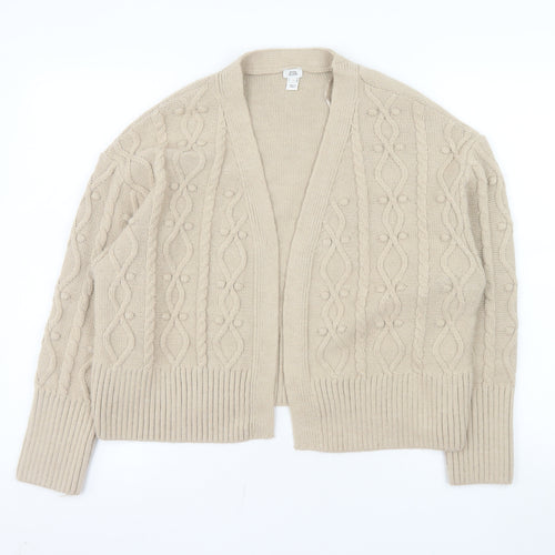 River Island Women’s Beige Cable-Knit Open Cardigan M