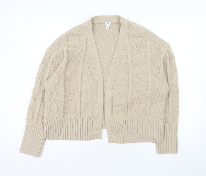 River Island Women’s Beige Cable-Knit Open Cardigan M