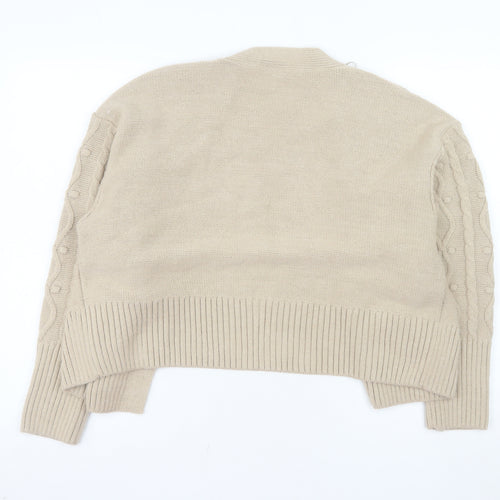 River Island Women’s Beige Cable-Knit Open Cardigan M