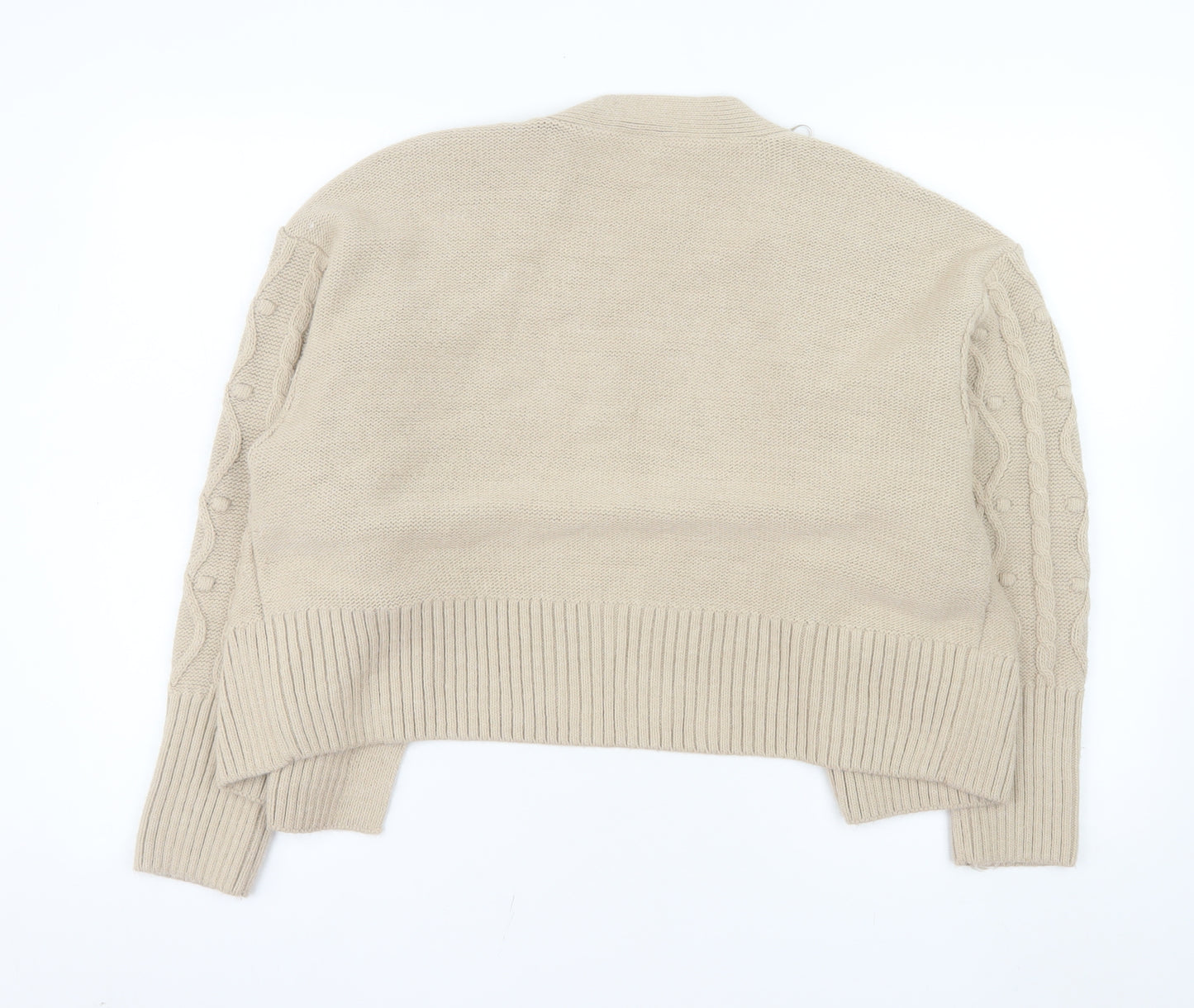 River Island Women’s Beige Cable-Knit Open Cardigan M