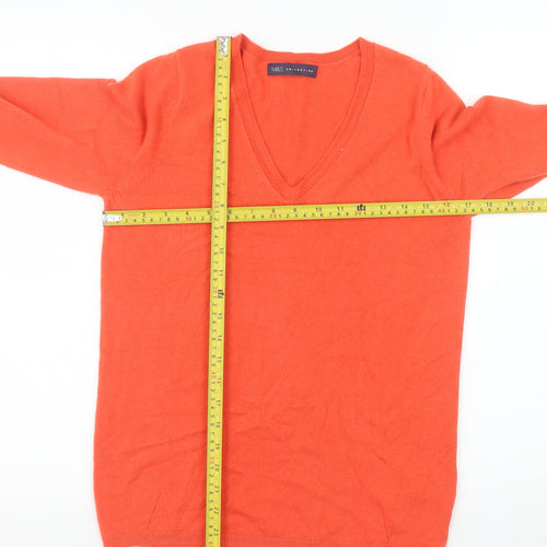 Marks and Spencer Women Orange V-Neck Long Sleeve Pullover Jumper Size 10