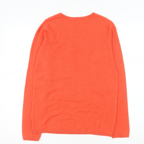 Marks and Spencer Women Orange V-Neck Long Sleeve Pullover Jumper Size 10