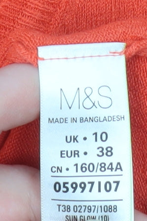 Marks and Spencer Women Orange V-Neck Long Sleeve Pullover Jumper Size 10