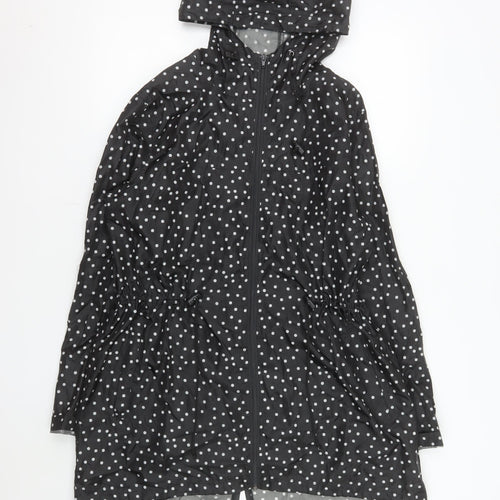 Raindrops by Finesse Women’s Black Polka Dot Rain Coat Jacket Size S
