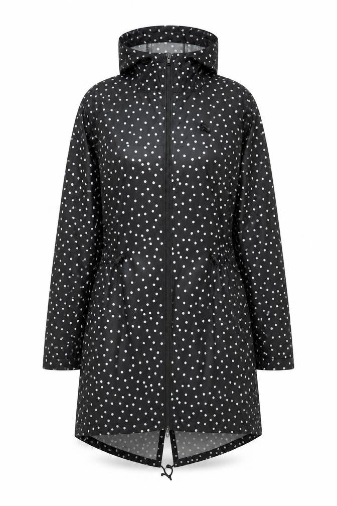 Raindrops by Finesse Women’s Black Polka Dot Rain Coat Jacket Size S