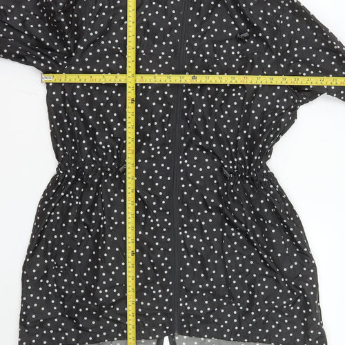 Raindrops by Finesse Women’s Black Polka Dot Rain Coat Jacket Size S