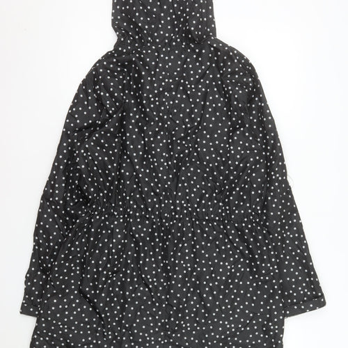 Raindrops by Finesse Women’s Black Polka Dot Rain Coat Jacket Size S