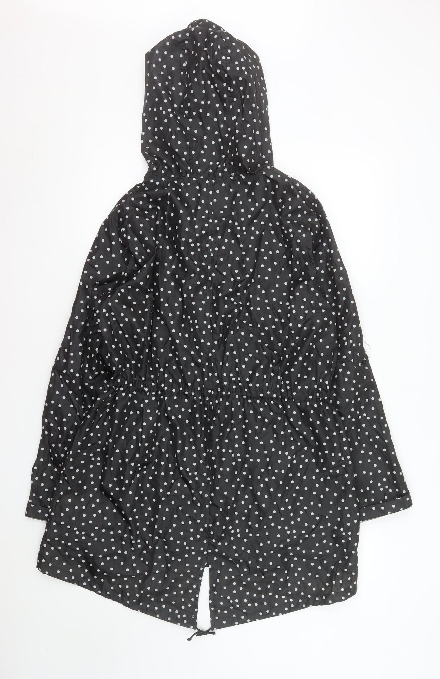 Raindrops by Finesse Women’s Black Polka Dot Rain Coat Jacket Size S