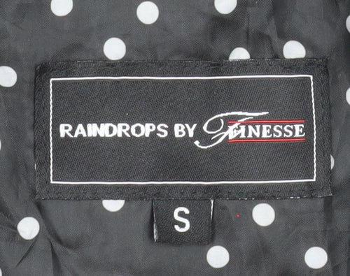 Raindrops by Finesse Women’s Black Polka Dot Rain Coat Jacket Size S