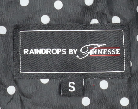 Raindrops by Finesse Women’s Black Polka Dot Rain Coat Jacket Size S