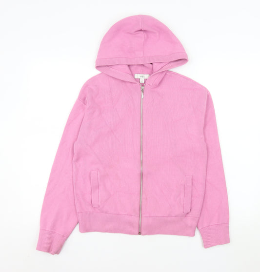 Marks and Spencer Womens Pink Hooded Zip Knit Jacket Size M