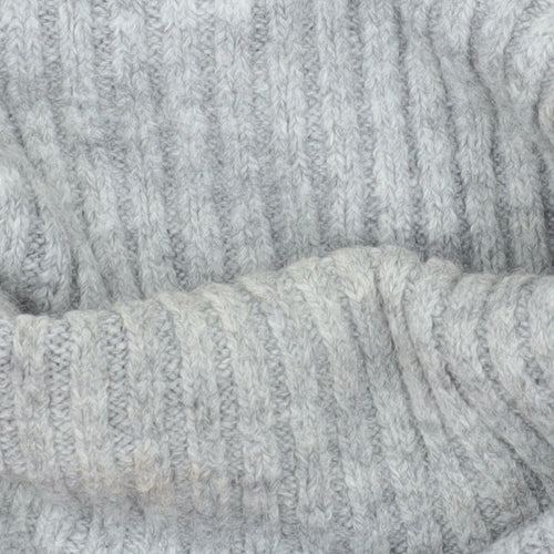 H&M Women’s Grey Roll Neck Cable-Knit Jumper Size S