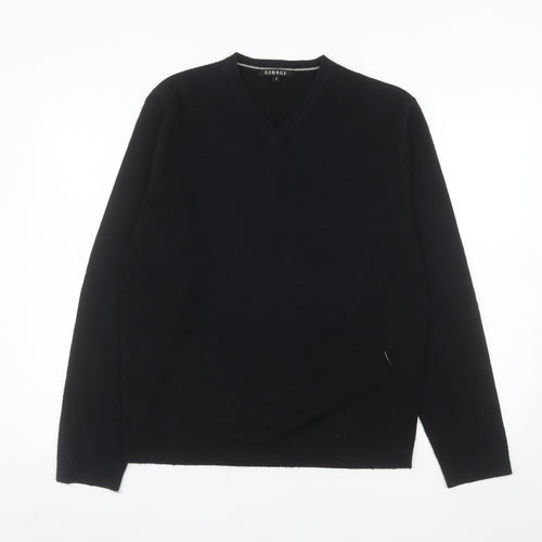 George Men’s Black V-Neck Acrylic Knit Jumper Size S