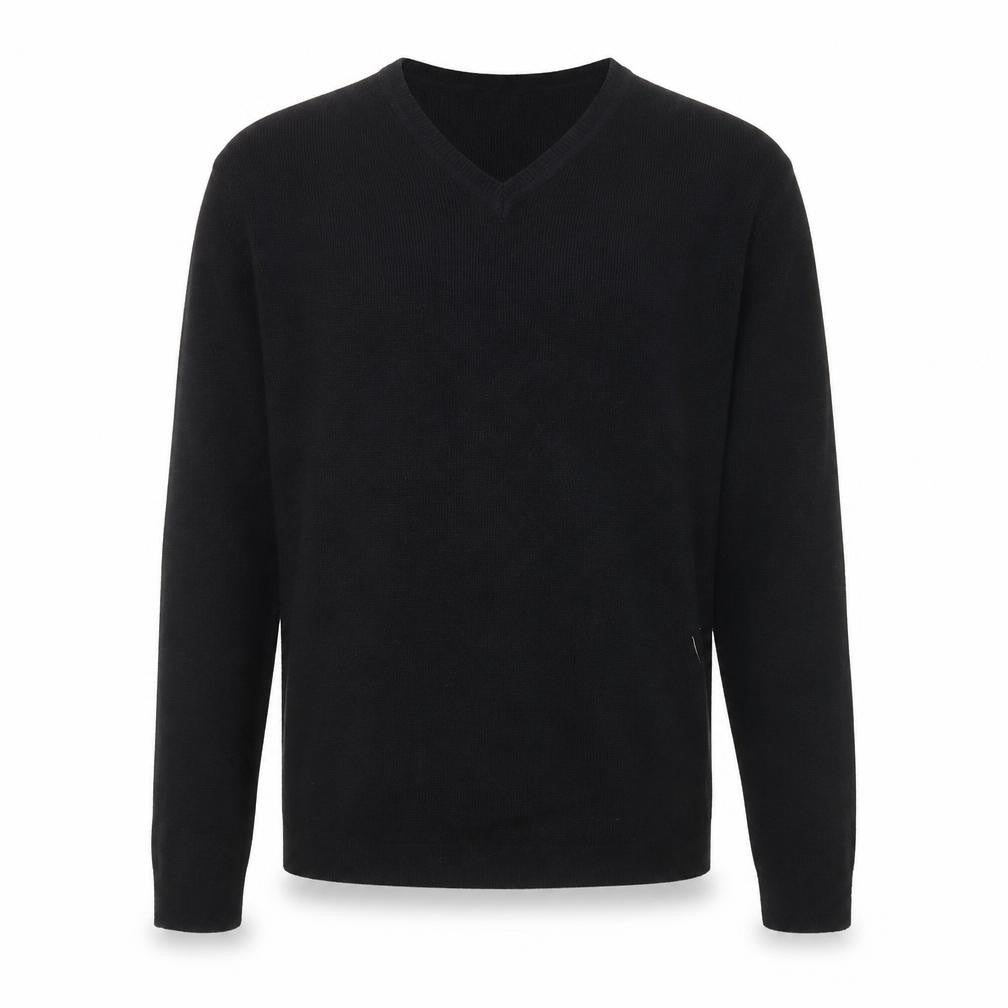 Front view of George Men’s Black V-Neck Acrylic Knit Jumper, size S