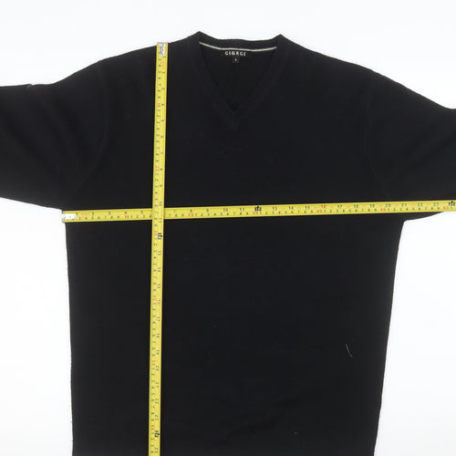 George Men’s Black V-Neck Acrylic Knit Jumper Size S