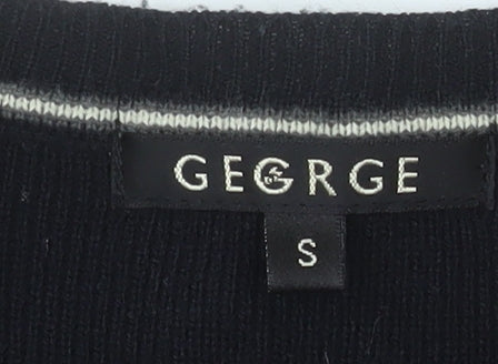 George Men’s Black V-Neck Acrylic Knit Jumper Size S