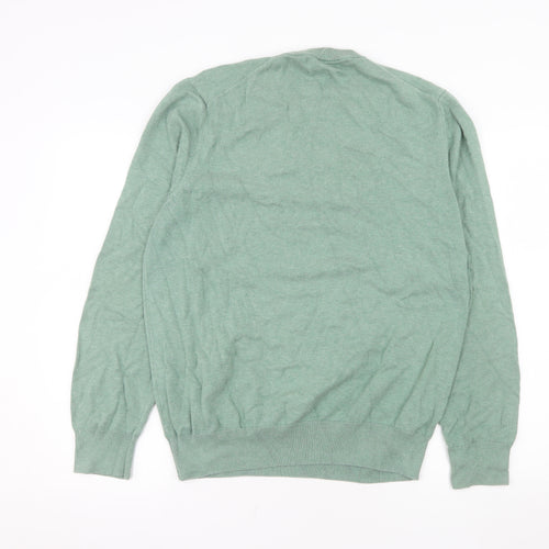 Marks and Spencer Men's Green Cotton Crew Neck Jumper XL