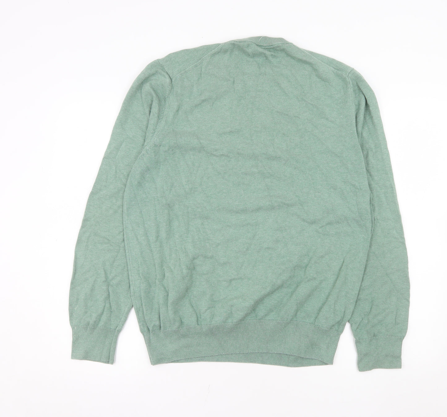 Marks and Spencer Men's Green Cotton Crew Neck Jumper XL