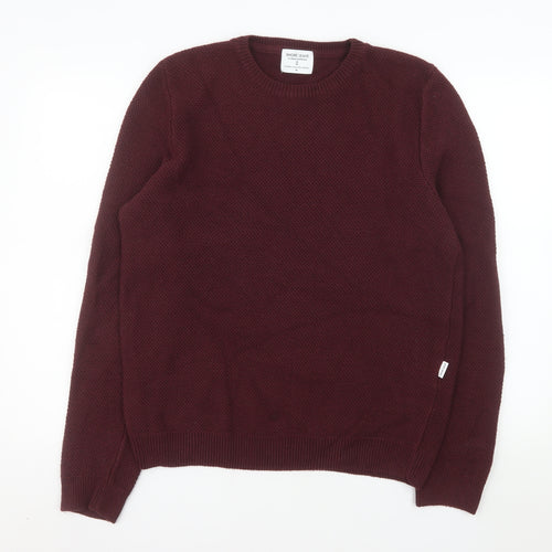 Shore Leave Men's Red Cotton Blend Crew Neck Jumper Size M