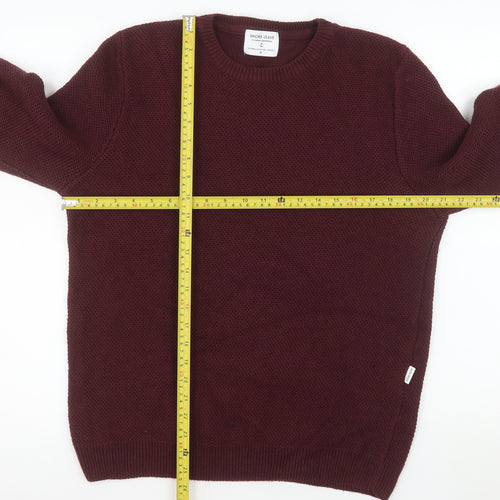 Shore Leave Men's Red Cotton Blend Crew Neck Jumper Size M