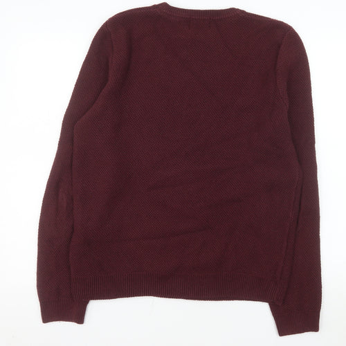 Shore Leave Men's Red Cotton Blend Crew Neck Jumper Size M