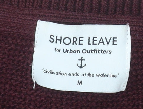 Shore Leave Men's Red Cotton Blend Crew Neck Jumper Size M