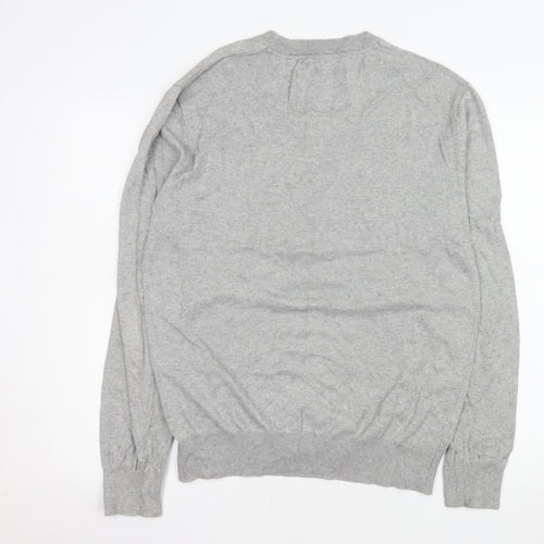 Jack Wills Men’s Grey V-Neck Cotton Cashmere Pullover Jumper L