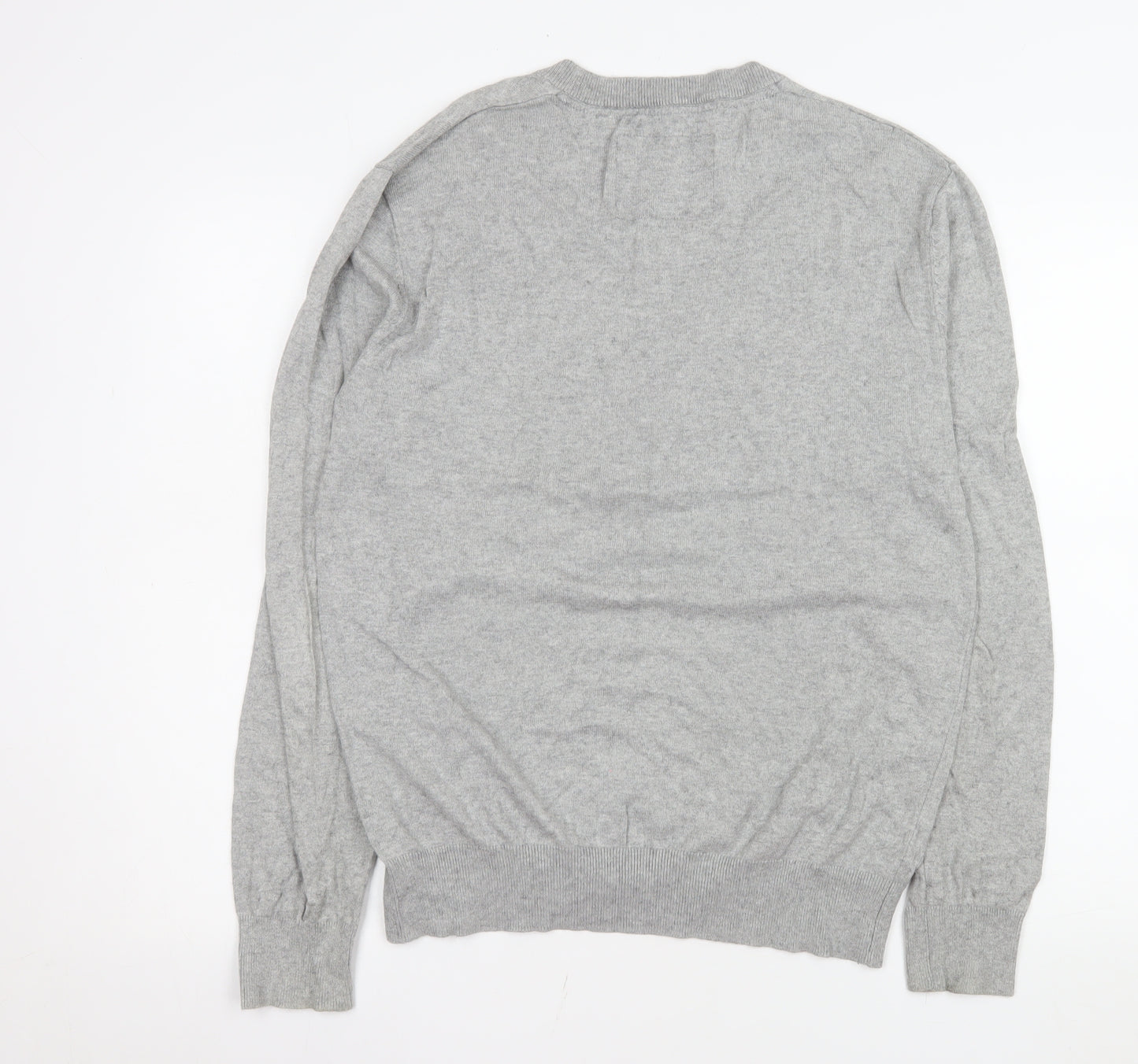 Jack Wills Men’s Grey V-Neck Cotton Cashmere Pullover Jumper L