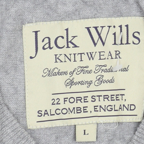 Jack Wills Men’s Grey V-Neck Cotton Cashmere Pullover Jumper L
