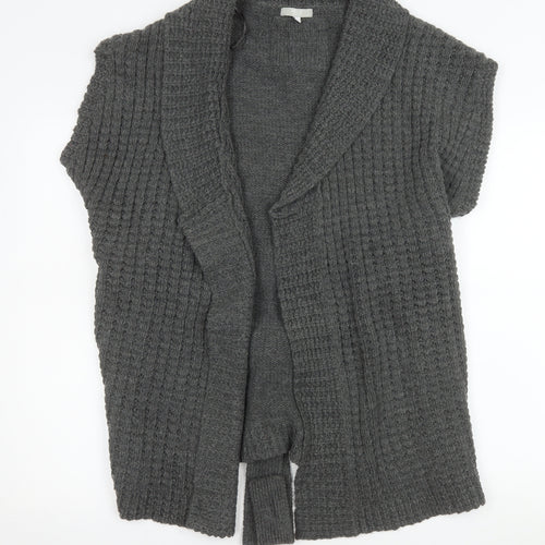 MLLC Woman Grey Knit Belted Short Sleeve Cardigan Size 14