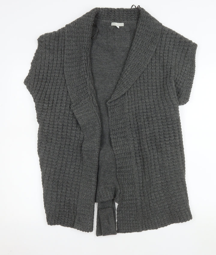 MLLC Woman Grey Knit Belted Short Sleeve Cardigan Size 14