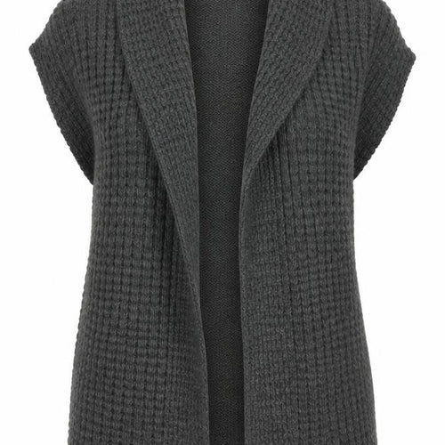 MLLC Woman Grey Knit Belted Short Sleeve Cardigan Size 14