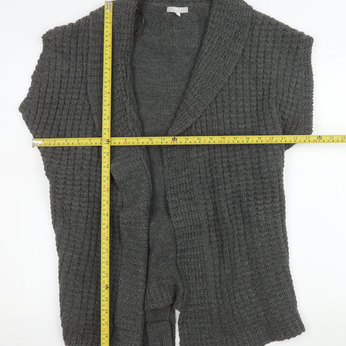 MLLC Woman Grey Knit Belted Short Sleeve Cardigan Size 14