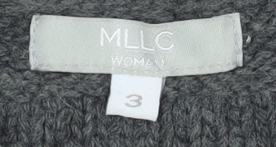 MLLC Woman Grey Knit Belted Short Sleeve Cardigan Size 14