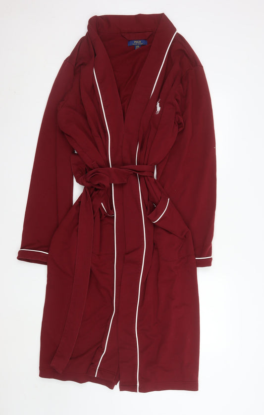 Ralph Lauren Women's Red Cotton Blend Robe L Kimono Style Nightwear