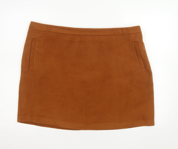 George Women Brown Short Pencil Skirt Size 20 Lined Zip Workwear